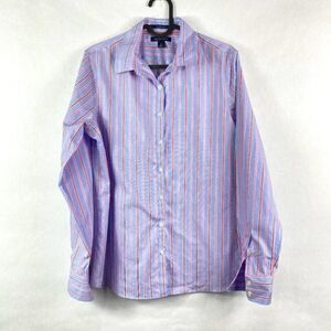 Lands End Button Down Shirt Blue Red Size 8